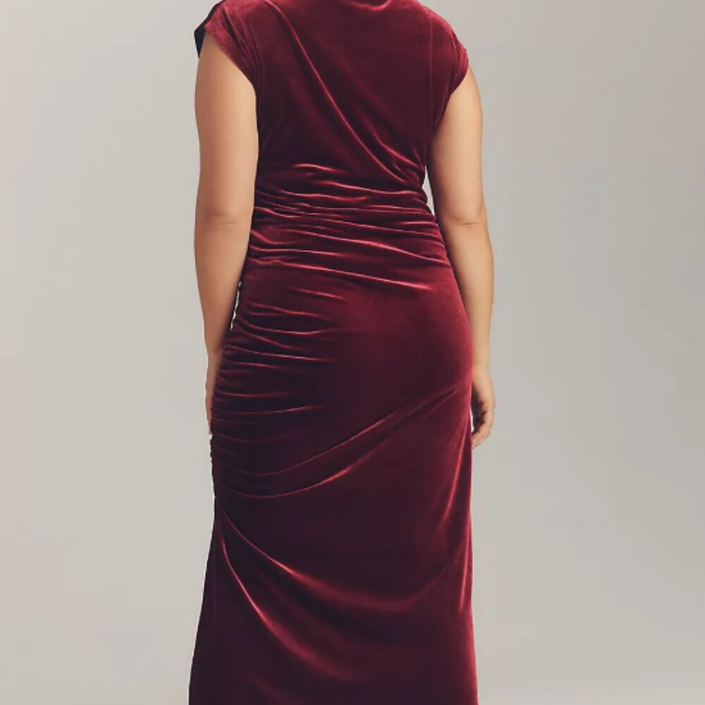Maya Stretch Velvet Cowl-Neck Dress - Anthropologie - Picture 2 of 6